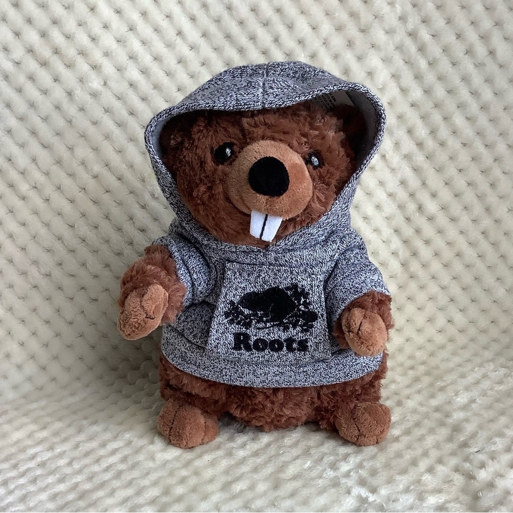Roots Canada Beaver Plush Gray Hoodie 8in with Hang Tag